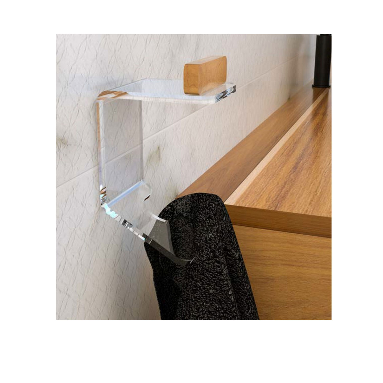 Appendino trasparente in Plexiglass con dettagli in Teak serie Bright by Cipi