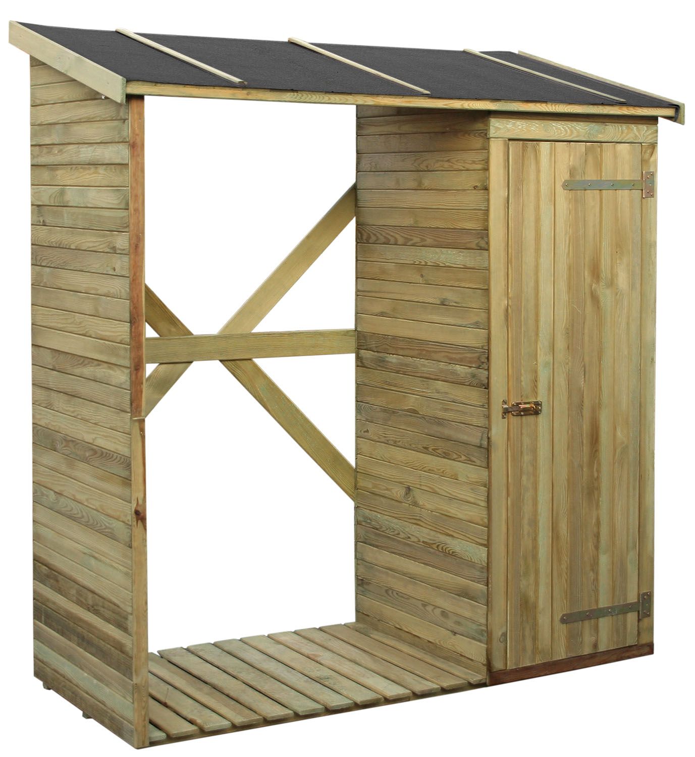 Tettoia per legna con ripostiglio - 180 x 80 x 220 cm (l x p x h)