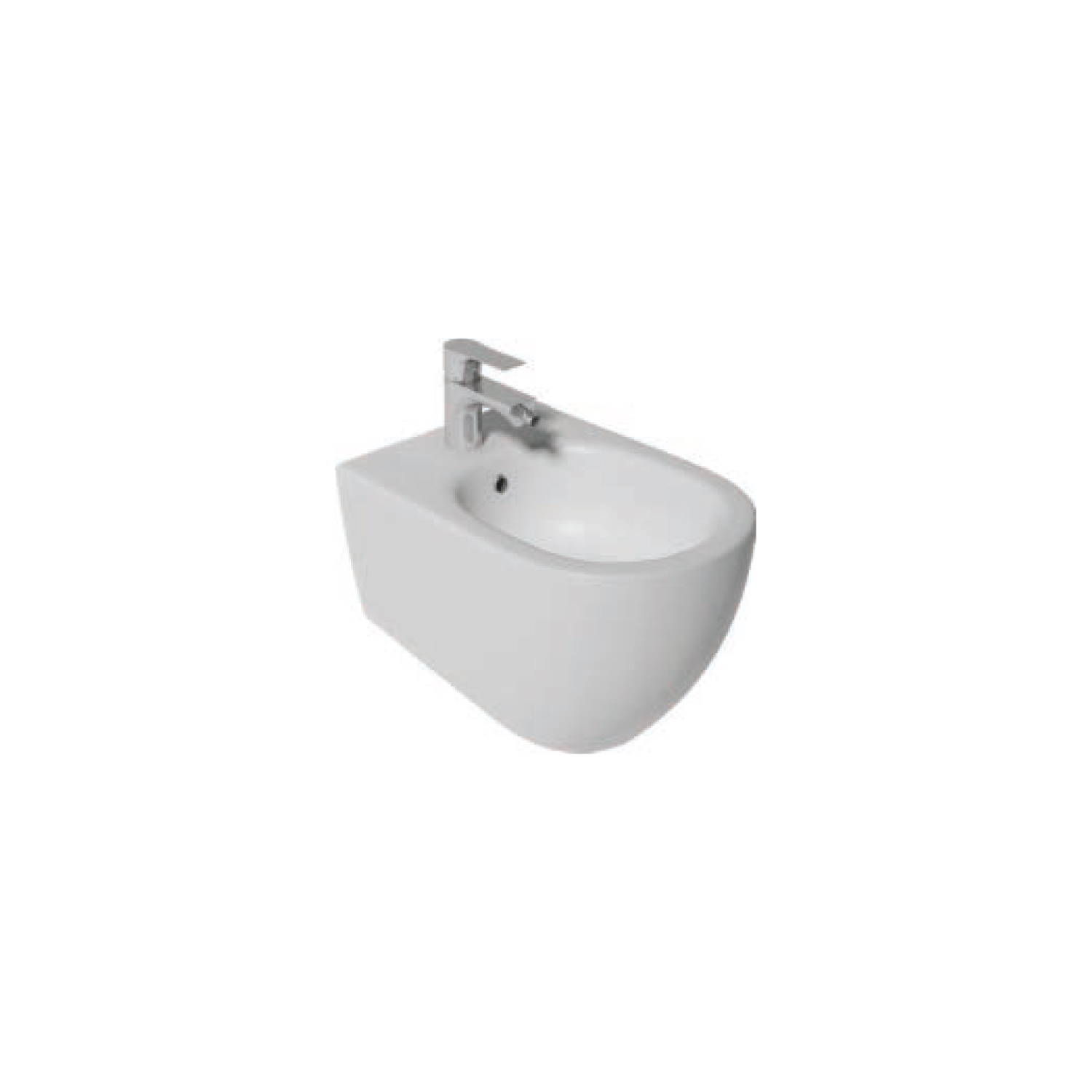 Bidet sospeso Rimless BathCore serie Infinity 53x36,5xH40 cm color Bianco Opaco