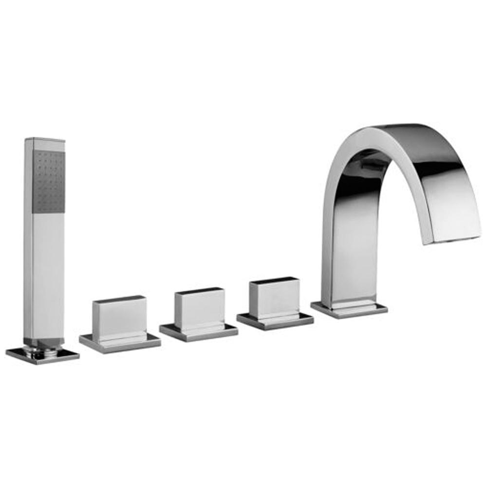 Batteria bordo vasca 5 fori c/bocca con leva piatta Paffoni Level