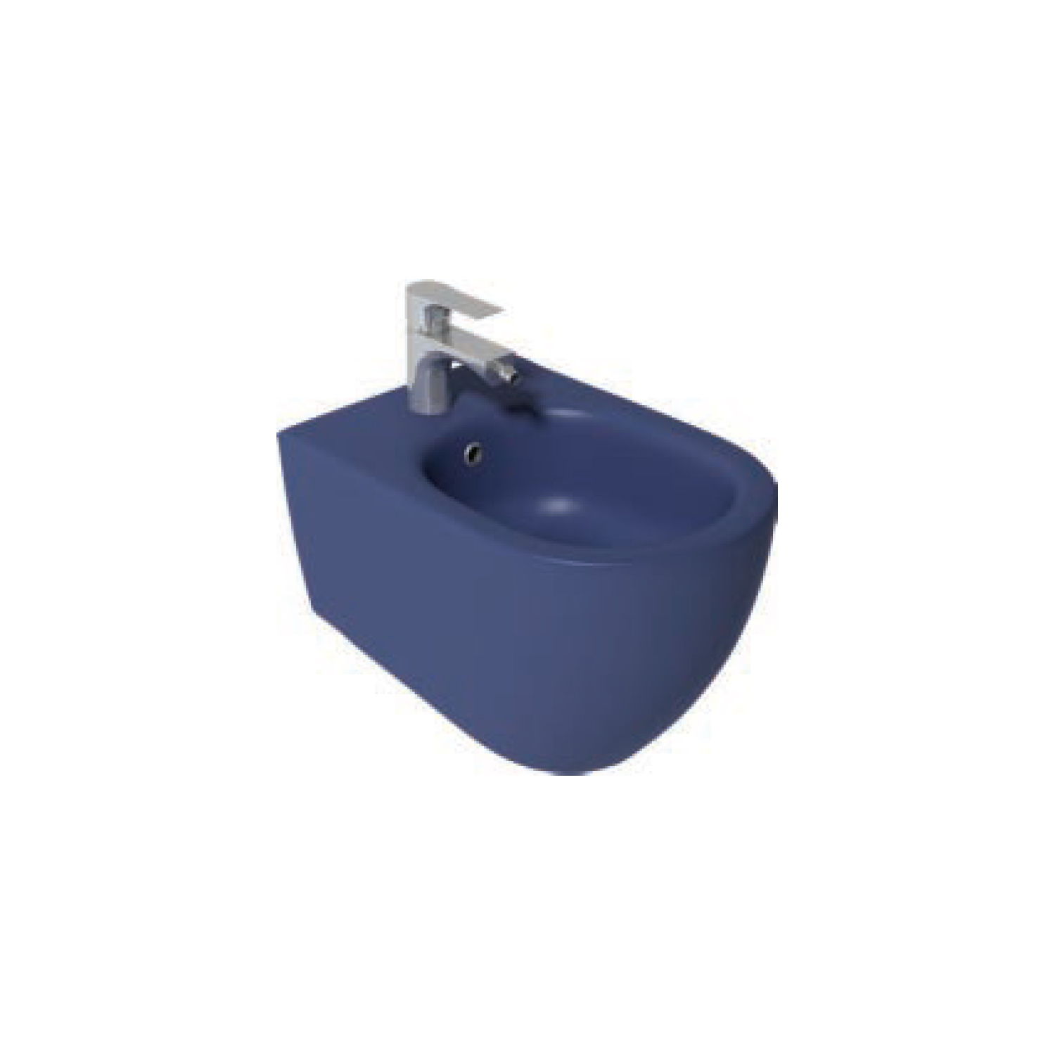 Bidet sospeso Rimless BathCore serie Infinity 53x36,5xH40 cm color Blu Opaco - Scelta Commerciale