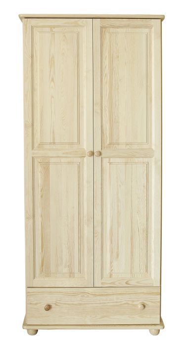 Armadio "Junco" 09A, pino massiccio, naturale - 195 x 92 x 59 cm (h x l x p)