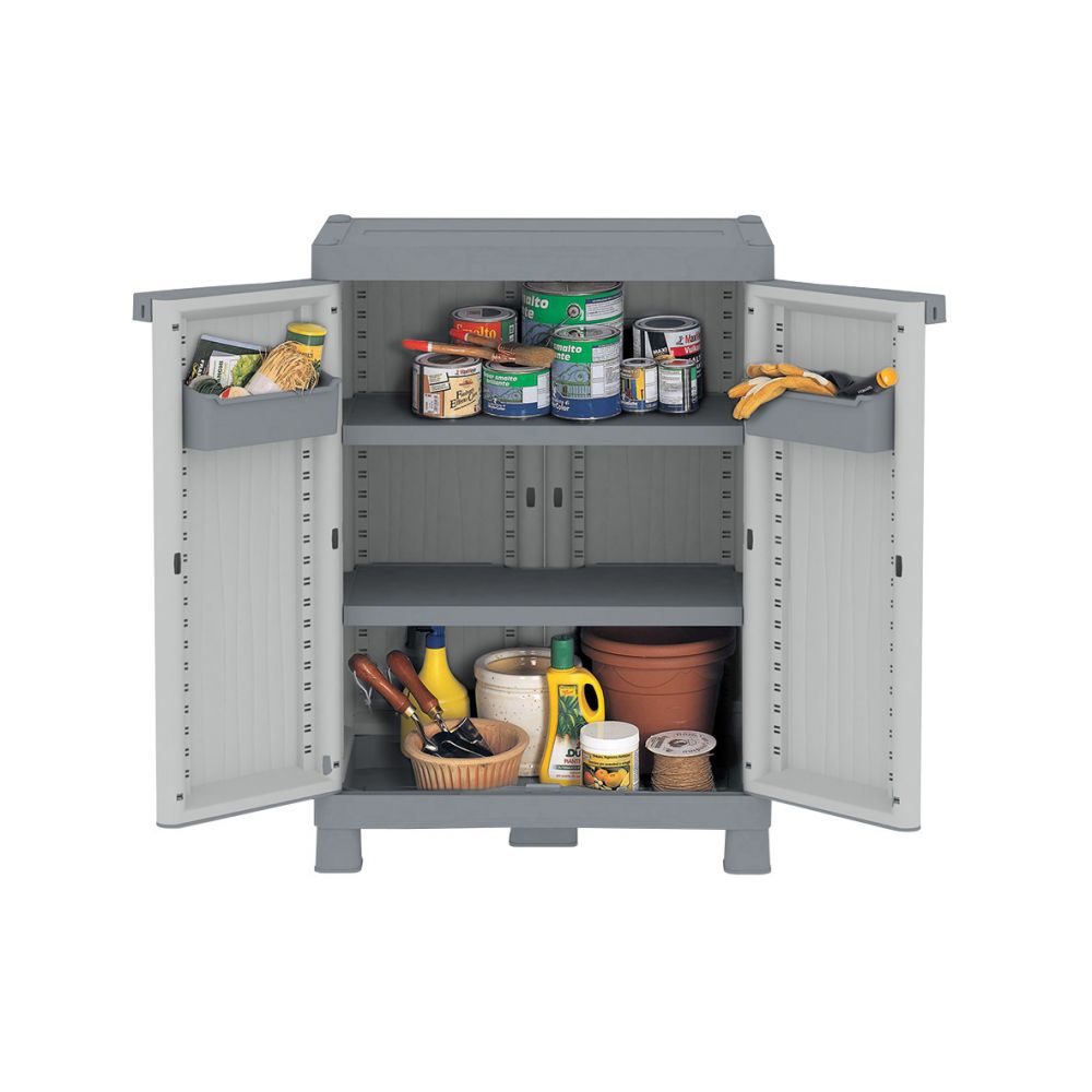 Armadio Terry Wave basso a 2 ante e 2 ripiani - Grigio