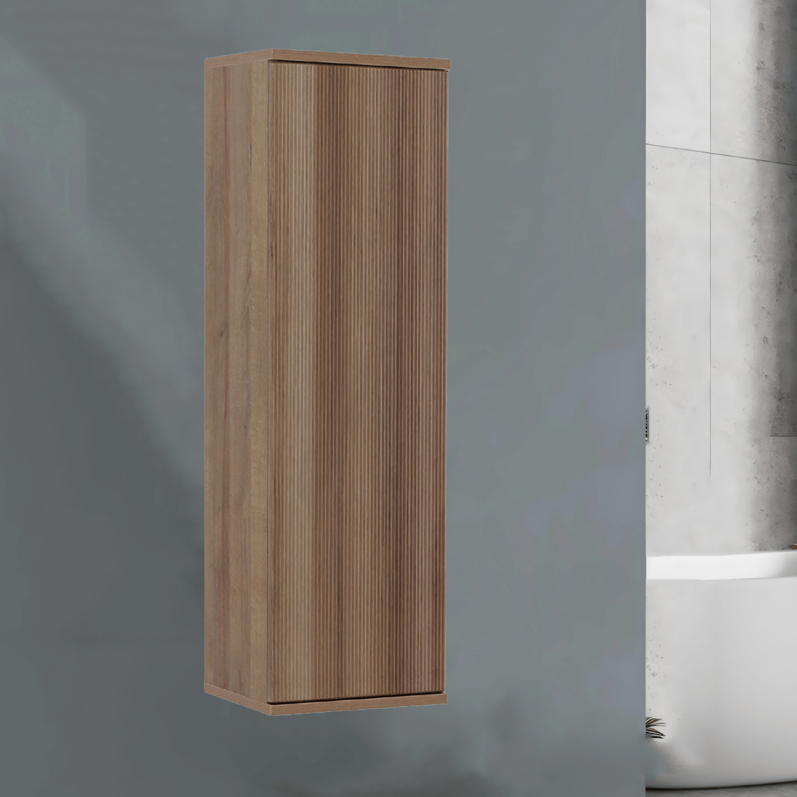 Pensile Portaoggetti Cannettato 112 Cm Un'Anta Feridras "Kannè" Rovere Riviera