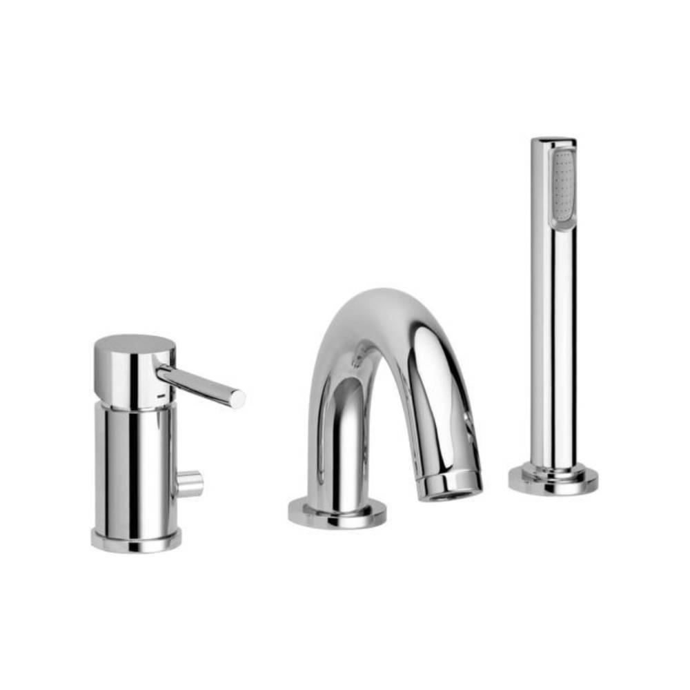 Batteria bordo vasca con bocca e doccia verticale serie Birillo modello BI040LCR cromato Paffoni