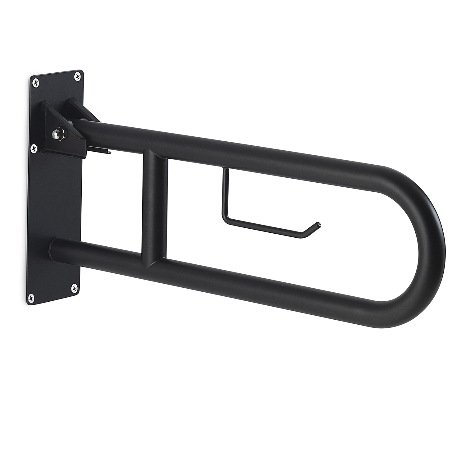 Appoggio ribaltabile con portarotolo modello Snug di Gedy - Nero Matt