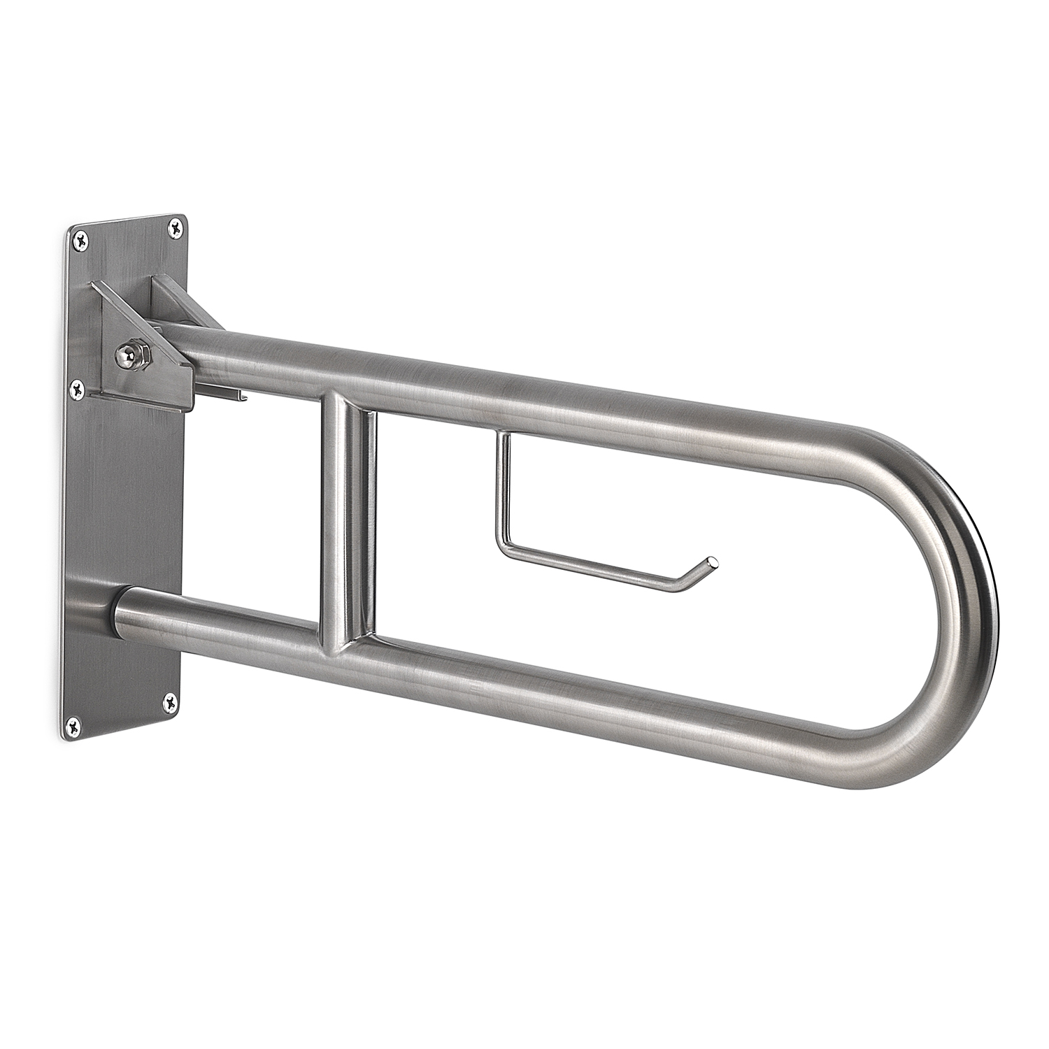 Appoggio ribaltabile con portarotolo modello Snug di Gedy - Spazzolato