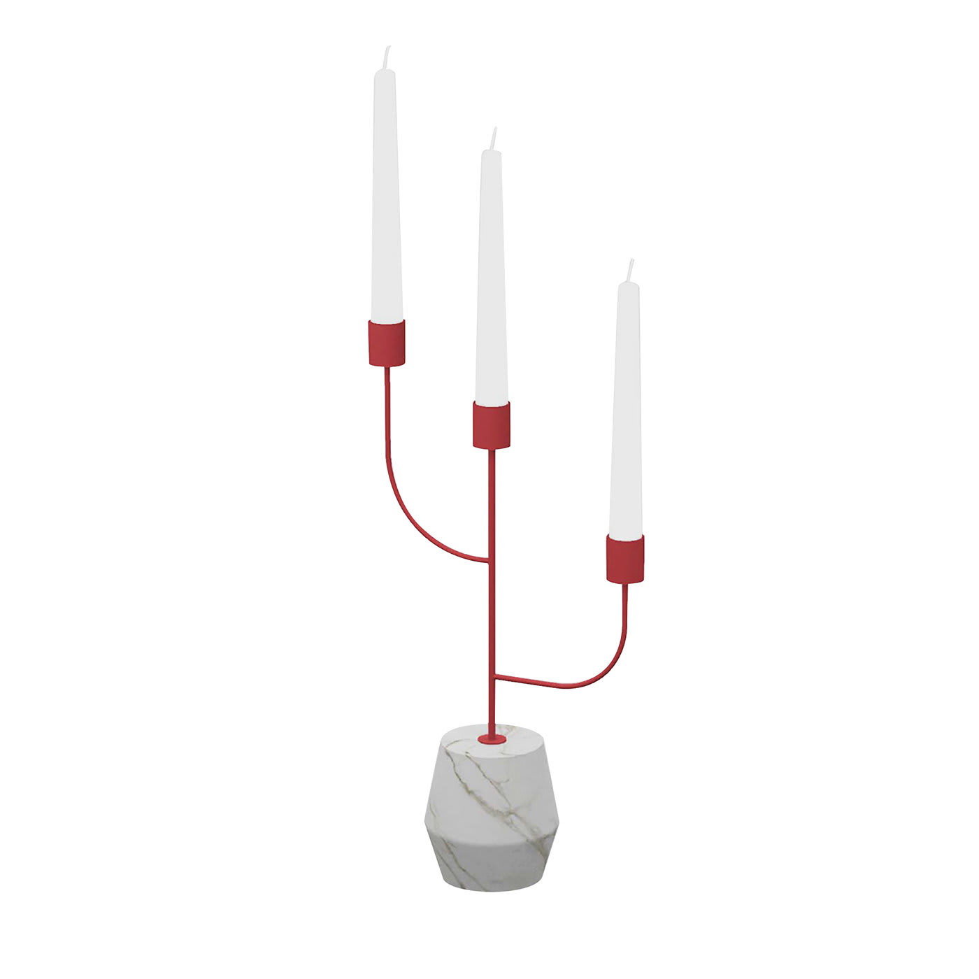 Portacandele Rami Bianco Carrara e Rosa