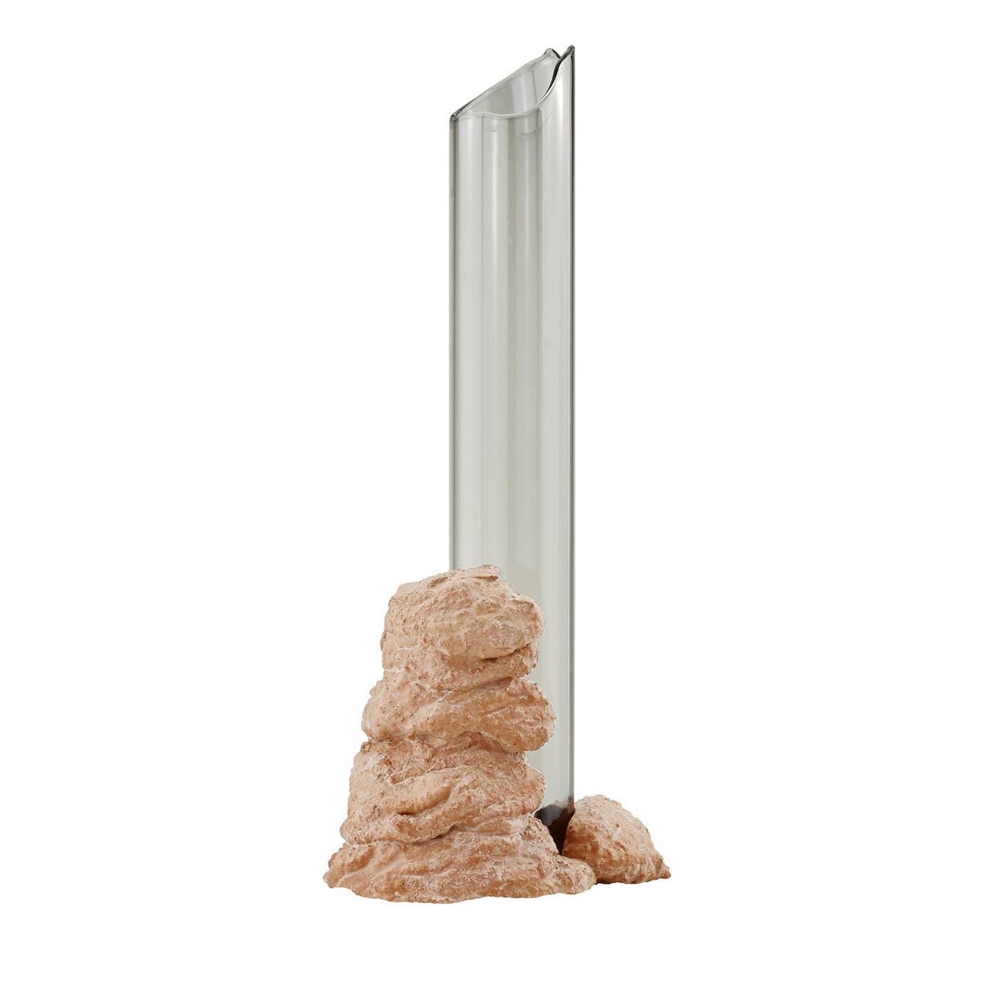 Vaso scultoreo in vetro corallo Catharsis #2