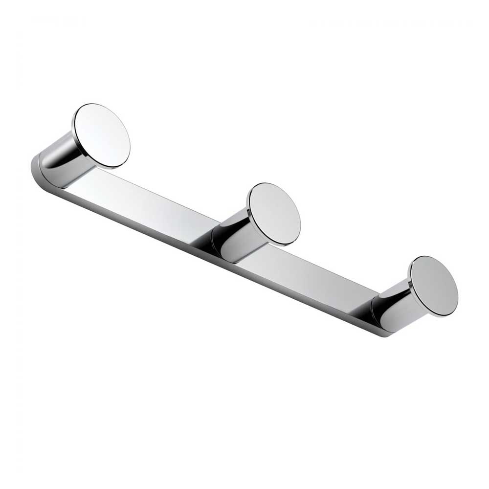 Appendino a tre ganci in ottone cromato Colombo Design collezione Mini Con fissaggio a tassello