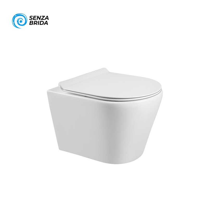 Vaso Sospeso Smeraldo Rimless Senza Brida Bianco Lucido Coprivaso Slim Soft Close - Meda