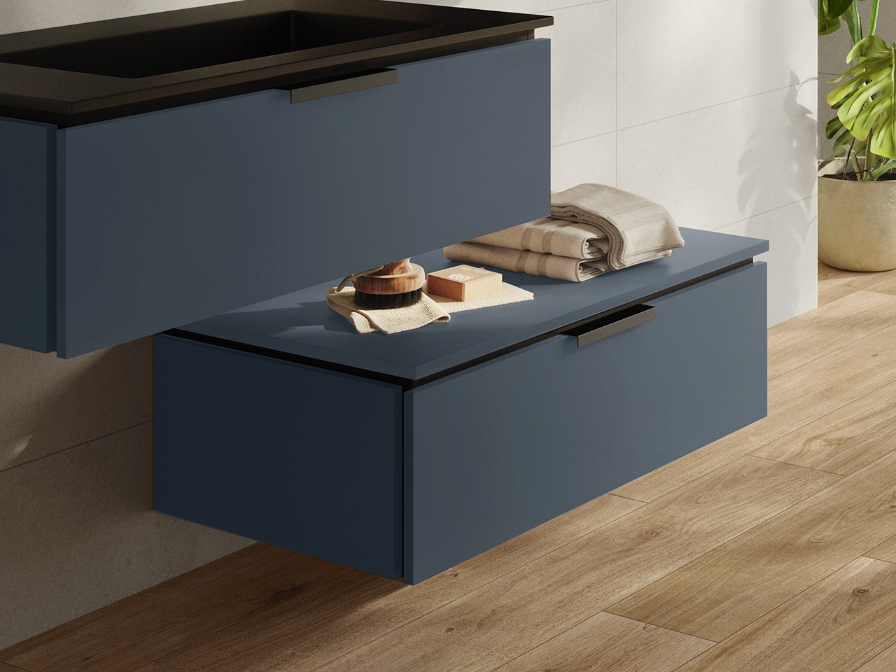 Cassettiera Touch 70 cm 1 Cassetto Azzurro Opaco-9016647