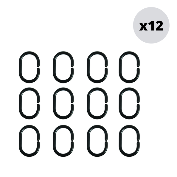 Anelli per Tenda da doccia da 12 - Nero