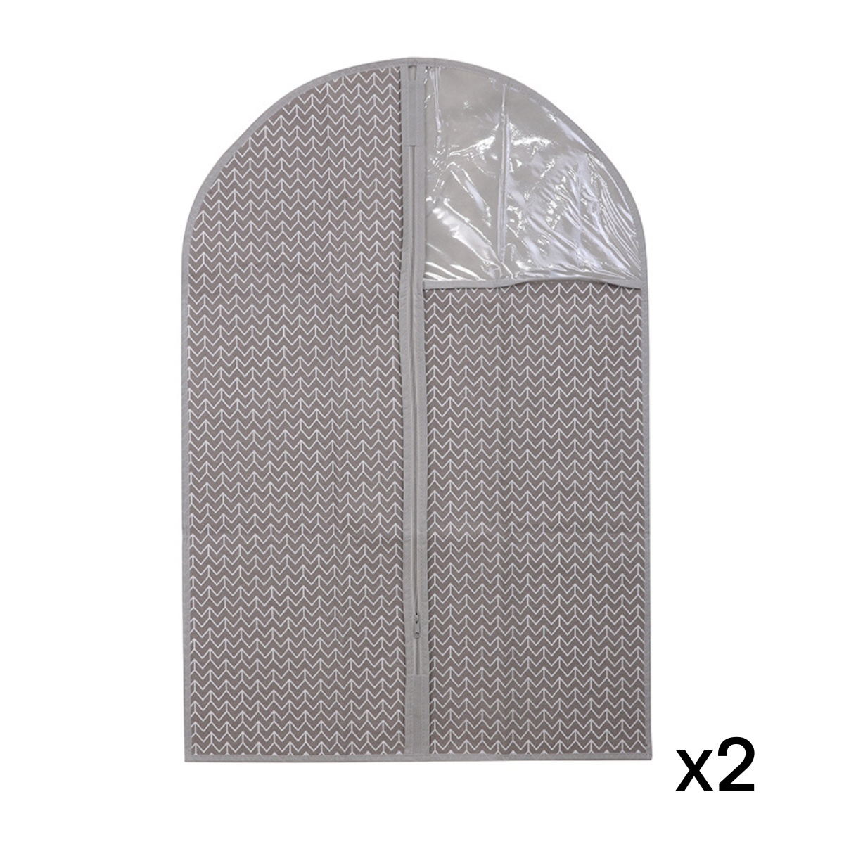 2 coperture per abiti in tessuto non tessuto geometrico sfondo grigio - H90 cm