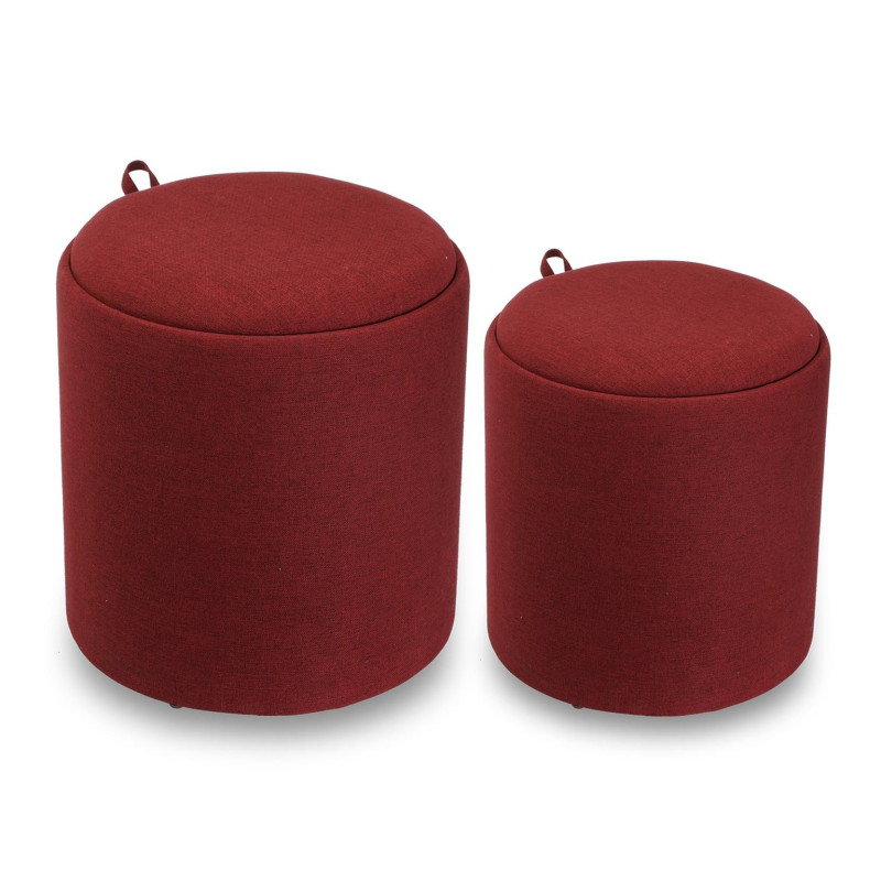 2 Pouf contenitori imbottiti rossi
