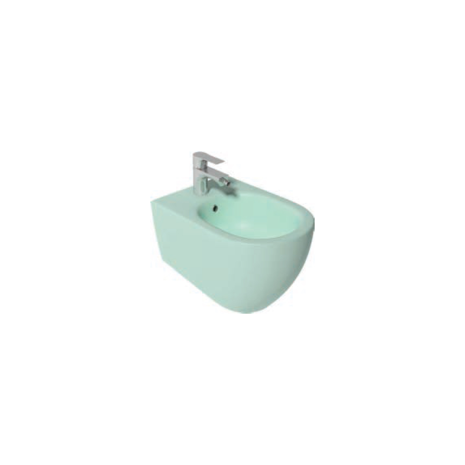 Bidet sospeso Rimless BathCore serie Infinity 53x36,5xH40 cm color Menta Opaco