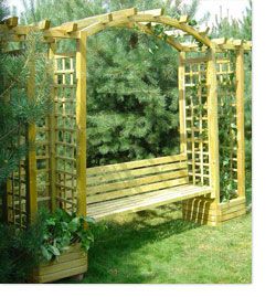 Arco tondo per rose rampicanti "Montana", incl. panca - 350 x 72 x 237 cm (l x p x h)