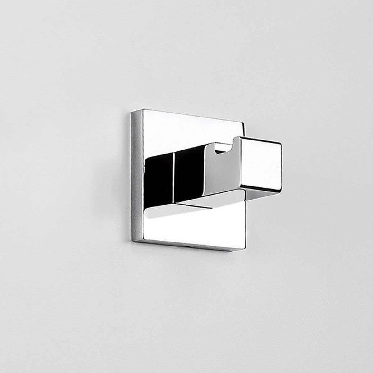 Appenditutto da bagno di forma squadrata in ottone cromato Colombo Design collezione BasicQ Con fissaggio a tassello