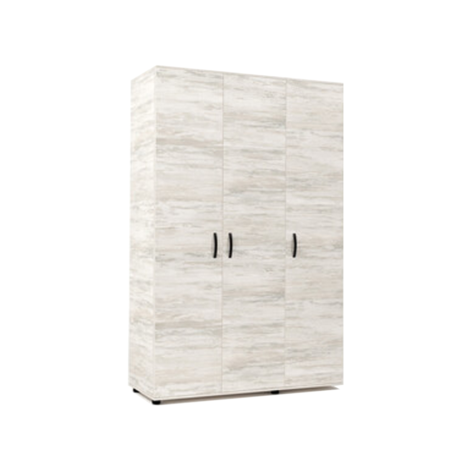 Armadio a 3 ante con 4 ripiani interni - Bianco venato