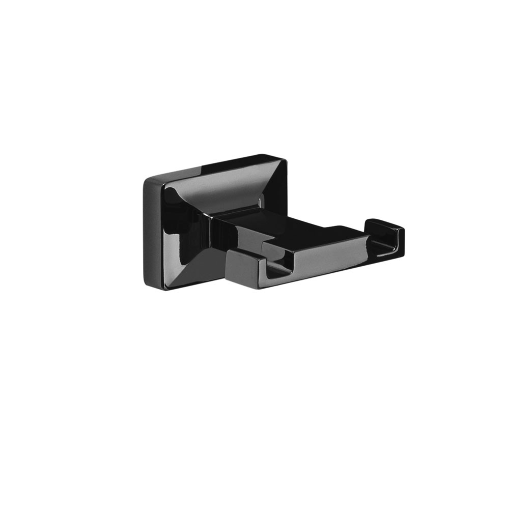 Appendiabiti doppio a muro in acciaio inox collezione 'Gran Torino' by Gedy - Nero lucido