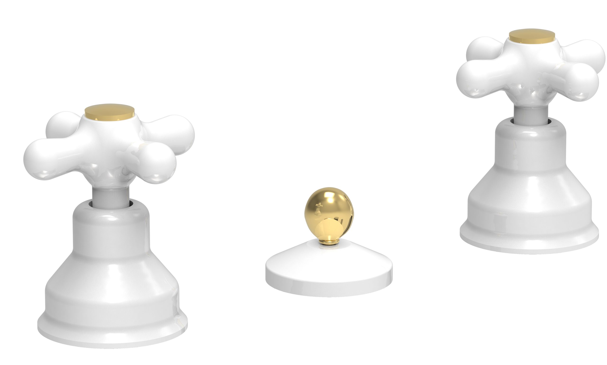 Batteria bidet con scarico automatico Paffoni serie Iris - Bianco/Gold