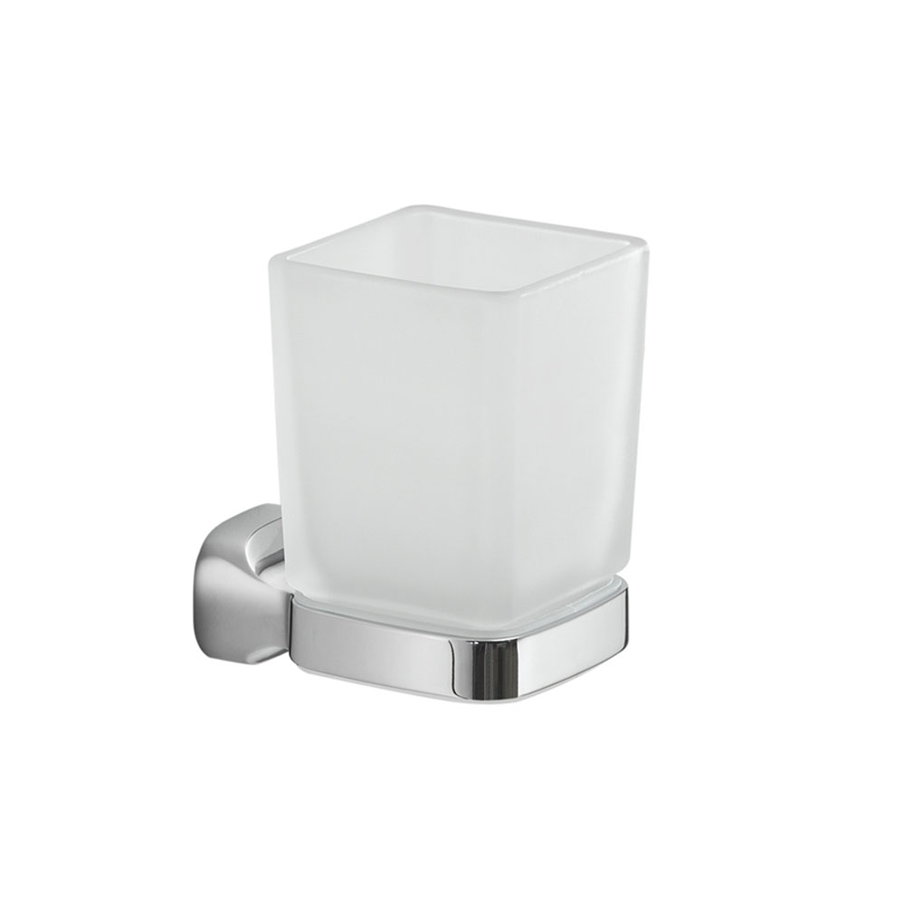 Portaspazzolini a parete in Acciaio Inox e Vetro Satinato Gedy serie Stelvio - Cromato