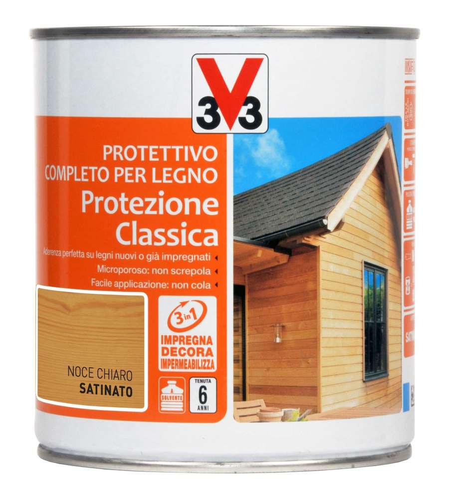 V33 Protettivo Legno Noce Chiaro Satinato 750 ml - Alta Protezione UV