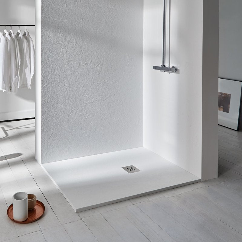 Piatto Doccia 90x70 cm in Marmo Resina Gelcoat Bianco Essential Slate - Zenon