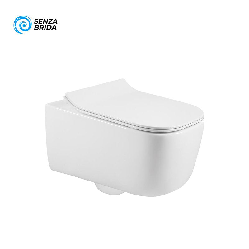 Vaso Sospeso Rubino Rimless Senza Brida Bianco Lucido Coprivaso Slim Soft Close - Meda