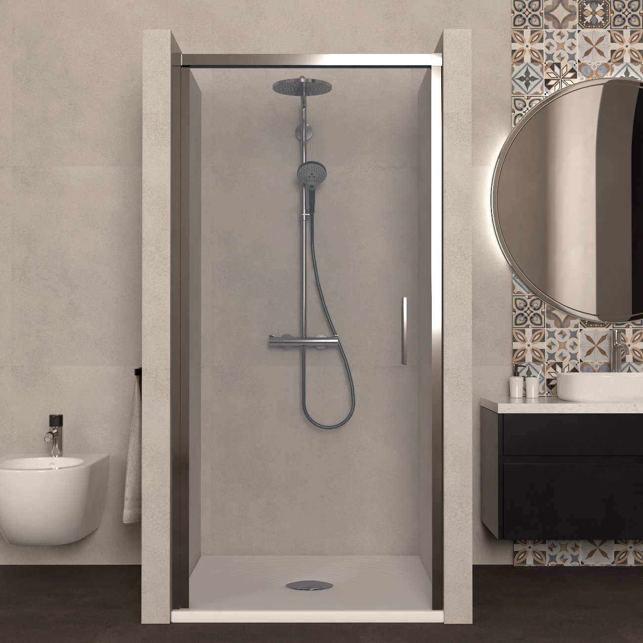 Porta Doccia 100 cm Battente Vetro Trasparente e Profilo Cromo - Rest