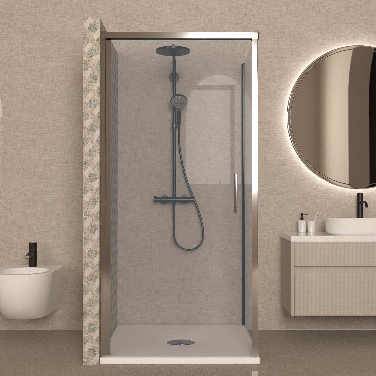 Box Doccia 80x100 cm Battente Vetro Trasparente e Profilo Cromo - Rest