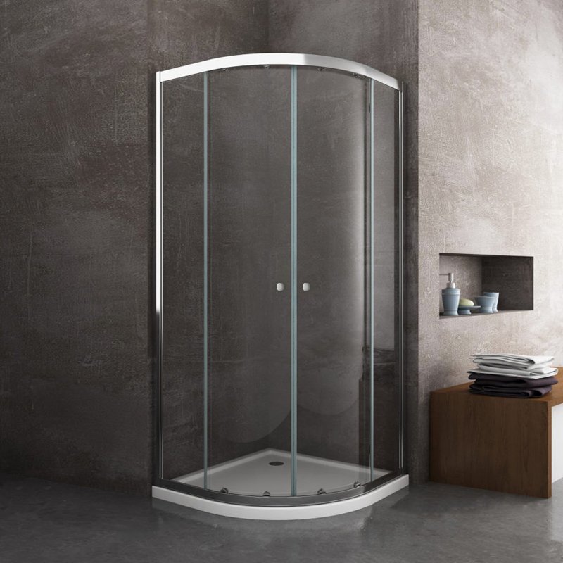 Box Doccia Semicircolare 90x90 cm Doppio scorrevole Vetro Trasparente Reversibile - MedaHome