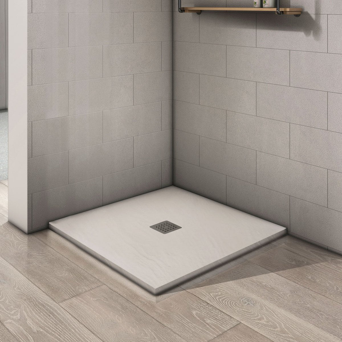 Piatto Doccia 90x90 cm in Resina e Gelcoat Bianco Con Piletta - Meda