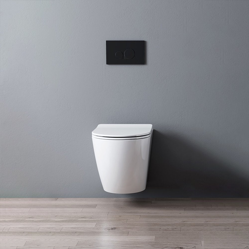 Vaso Sospeso Diamante 52 Scarico Tornado Rimless Senza Brida e Coprivaso Slim Soft Close Bianco Lucido - Meda