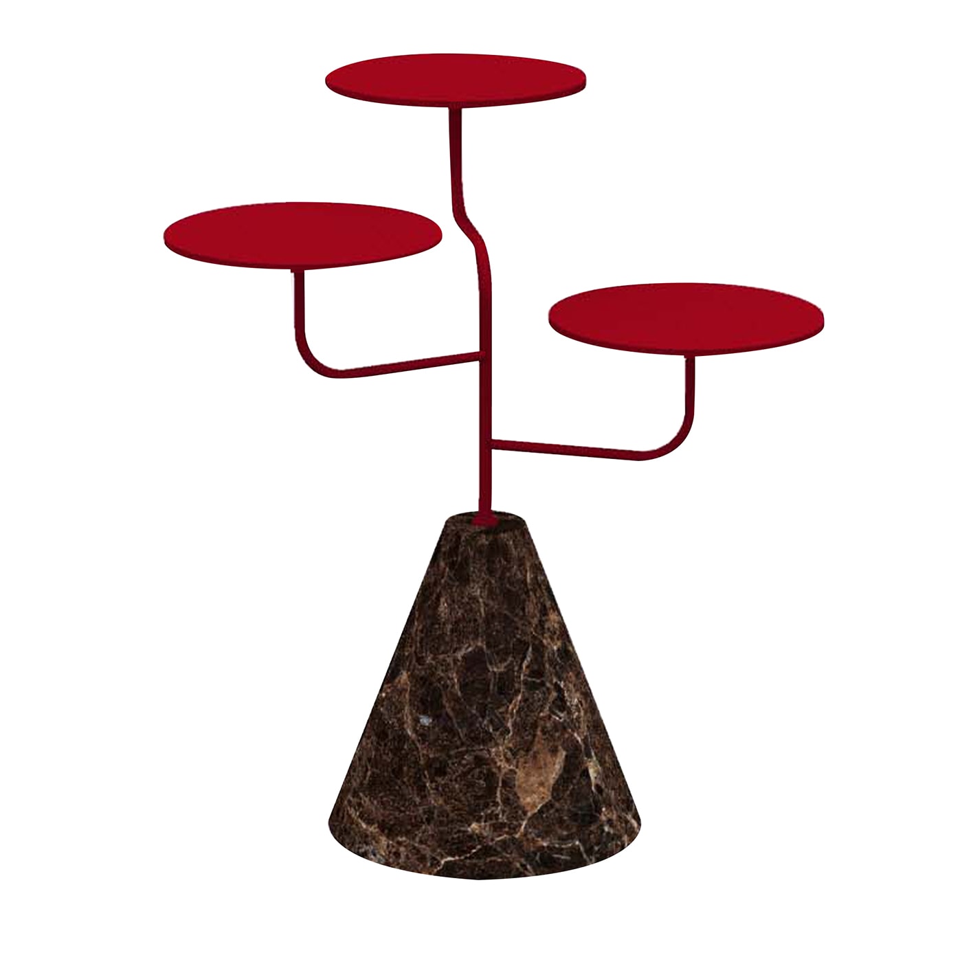 Condiviso, un'alzata a 3 livelli in rosso rubino/scuro, per servire.