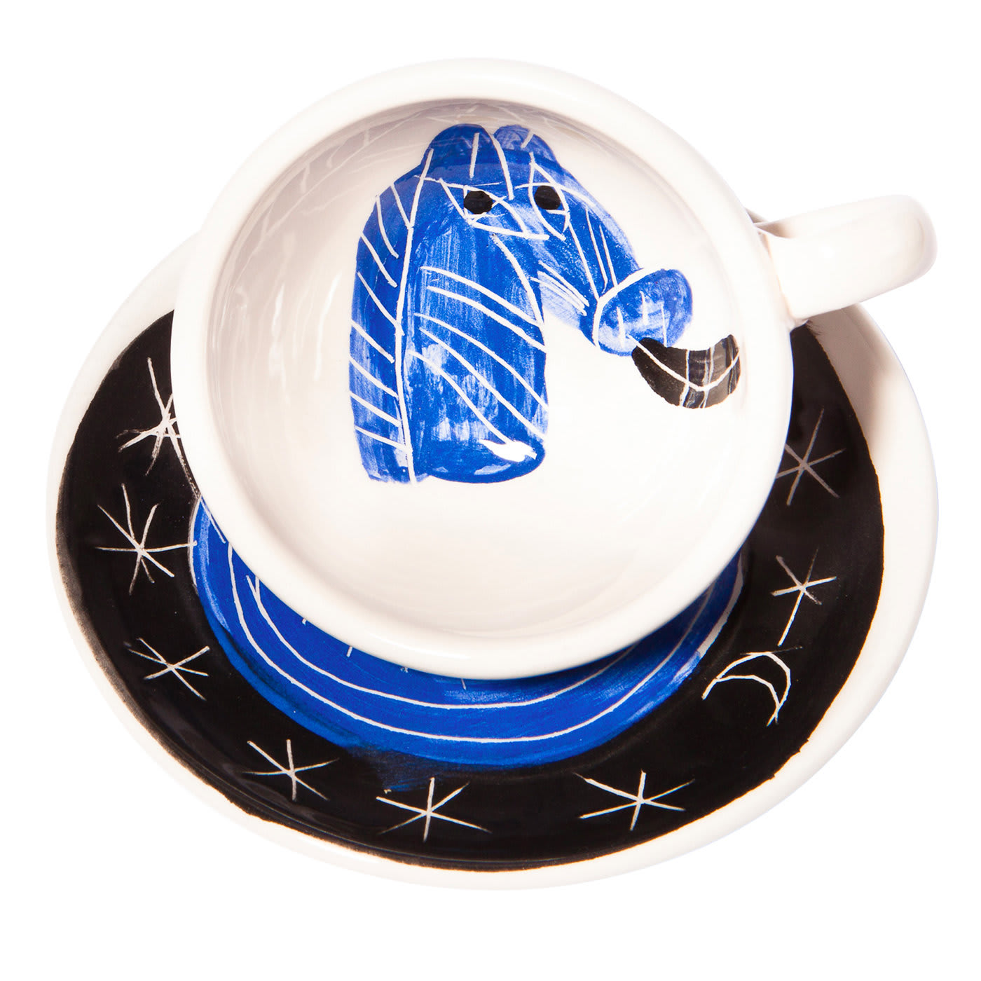 Cavallo blu sotto un cielo stellato N.2 Set per espresso