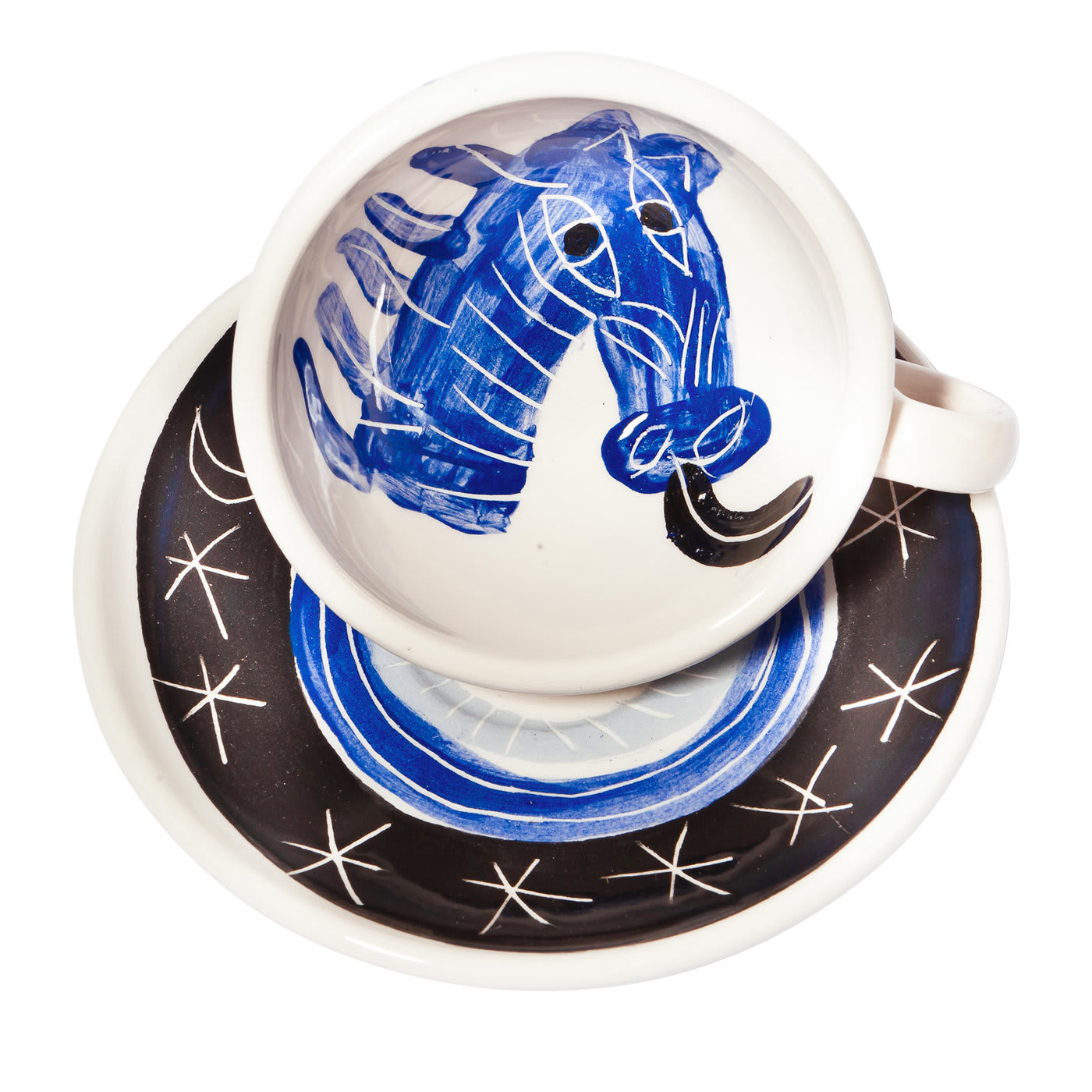 Cavallo blu sotto il cielo stellato N.6 Set per espresso