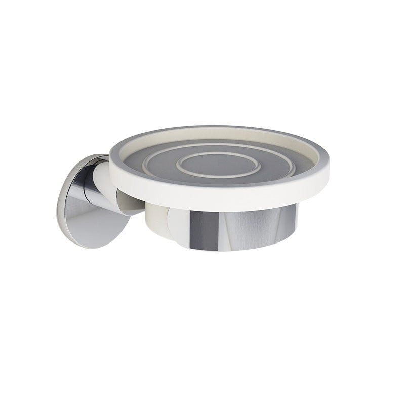 Portasapone Round Bianco-Cromo - Saniplast