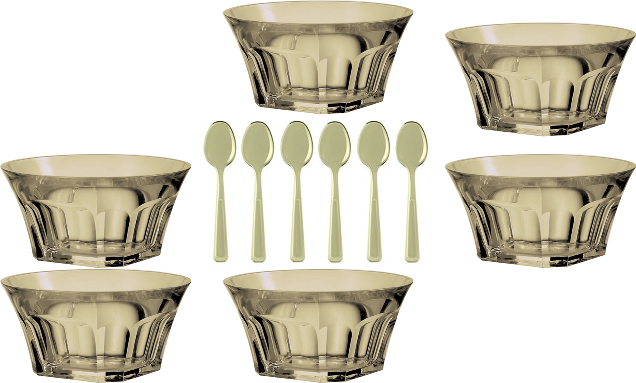 6 coppette con 6 cucchiaini sabbia Belle Epoque