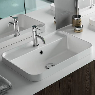 Lavabo Creta da incasso bianco lucido