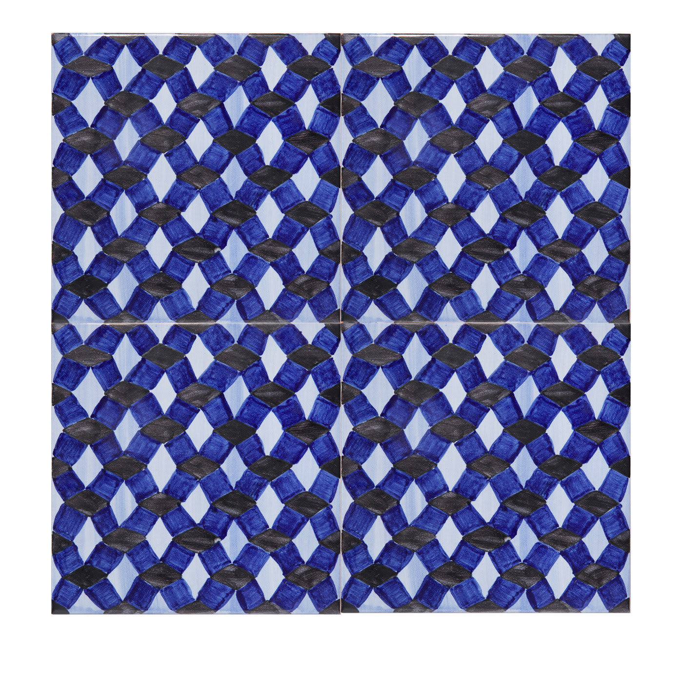 4 piastrelle blu e nere diamantate