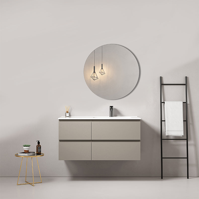 Mobile bagno sospeso 100 cm Grigio Cenere Lavabo a Destra in Ceramica Specchio Tondo - Fiji Paint