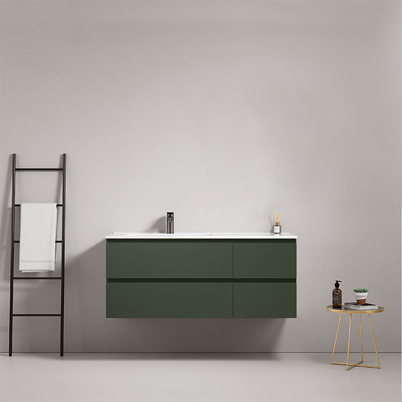 Mobile bagno sospeso 120 cm Verde Comodoro Lavabo a Sinistra in Ceramica Senza Specchio - Fiji Paint