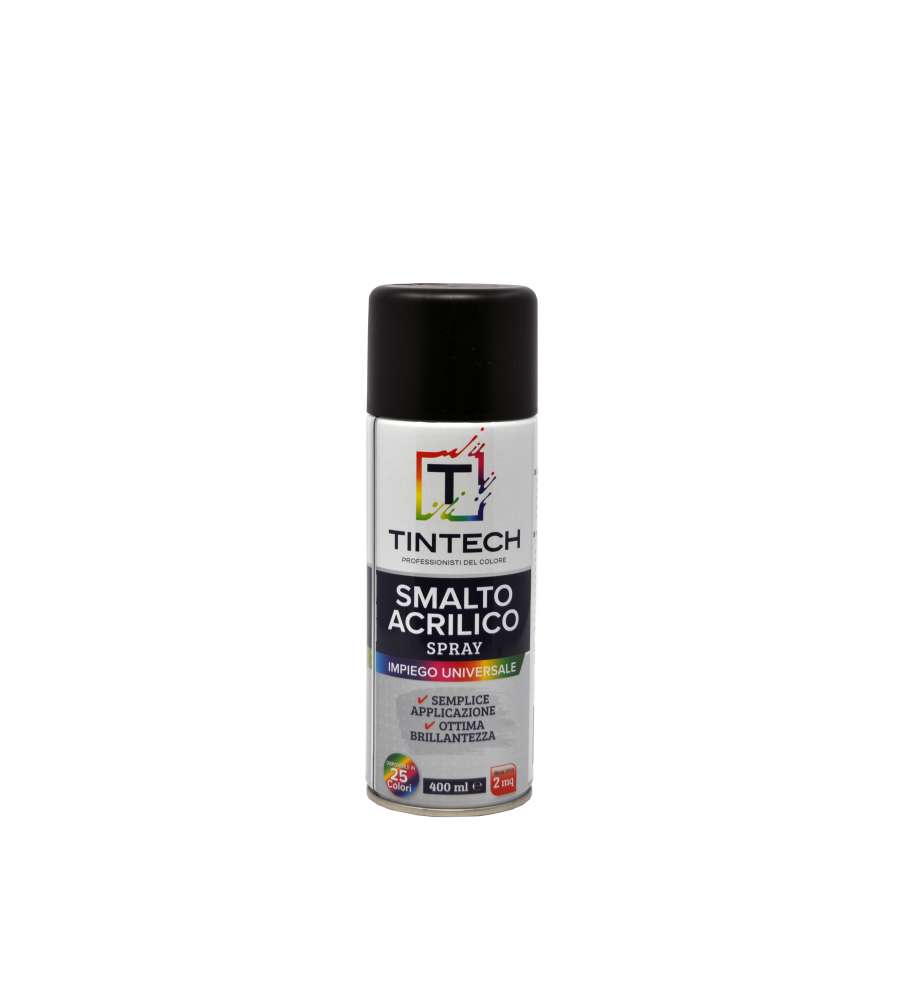Tintech Smalto Acrilico Spray Nero Opaco 400 ml - Vernice Fai-da-te