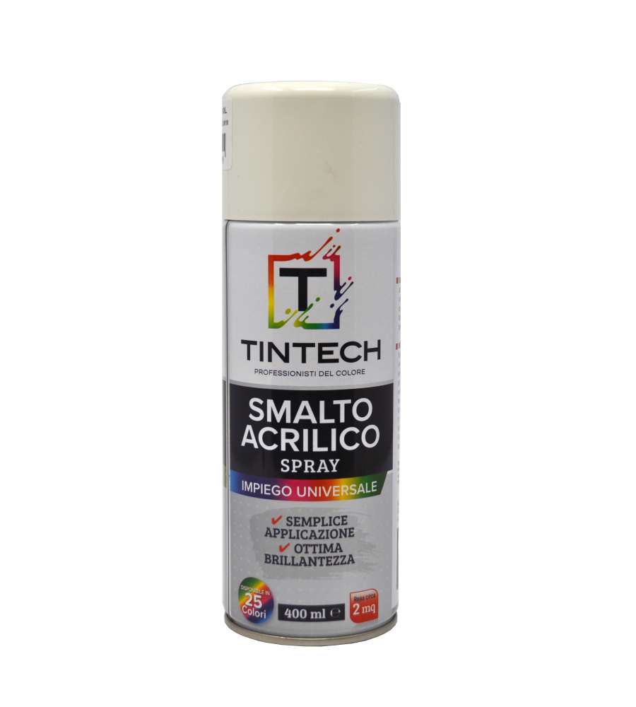 Tintech Smalto Acrilico Spray - Bianco Opaco 400 ml - Verniciatura Facile