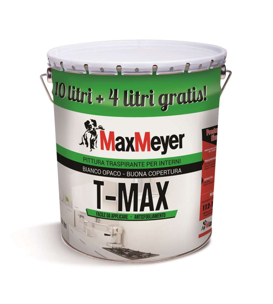 Max Meyer Idropittura T-MAX 14L Bianco Opaco - Pittura Traspirante