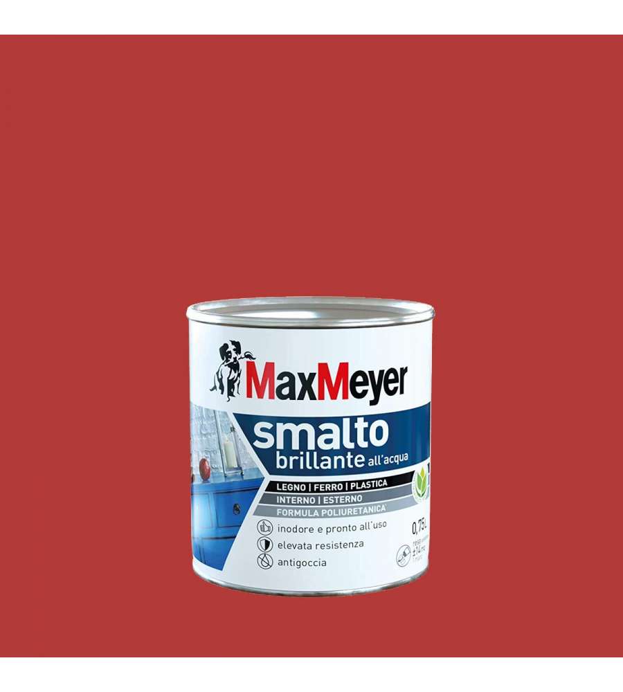 MaxMeyer Smalto Poliuretanico Brillante all'Acqua - Rosso Ciliegia - 0,75 l