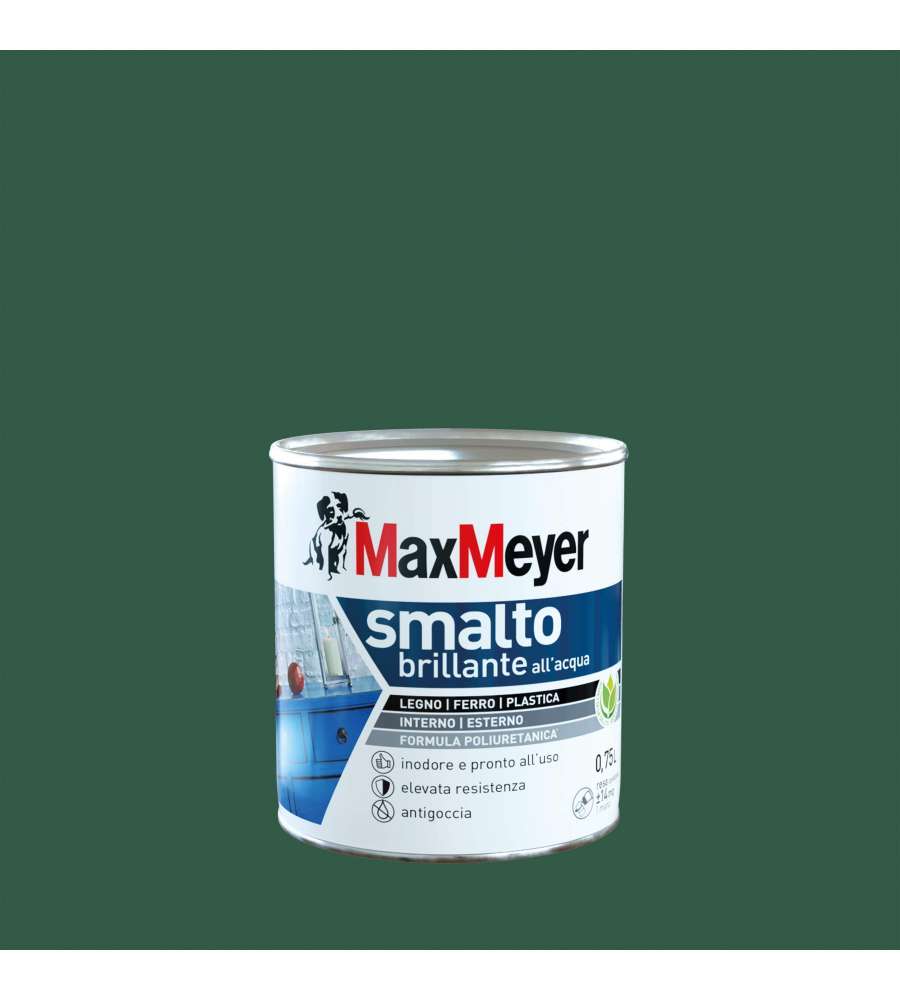 Max Meyer Smalto Poliuretanico Brillante all'Acqua - Verde Scuro- 0,75 l