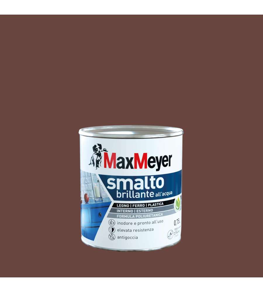 MaxMeyer Smalto Poliuretanico Brillante all'Acqua - Cioccolato - 0,75 l