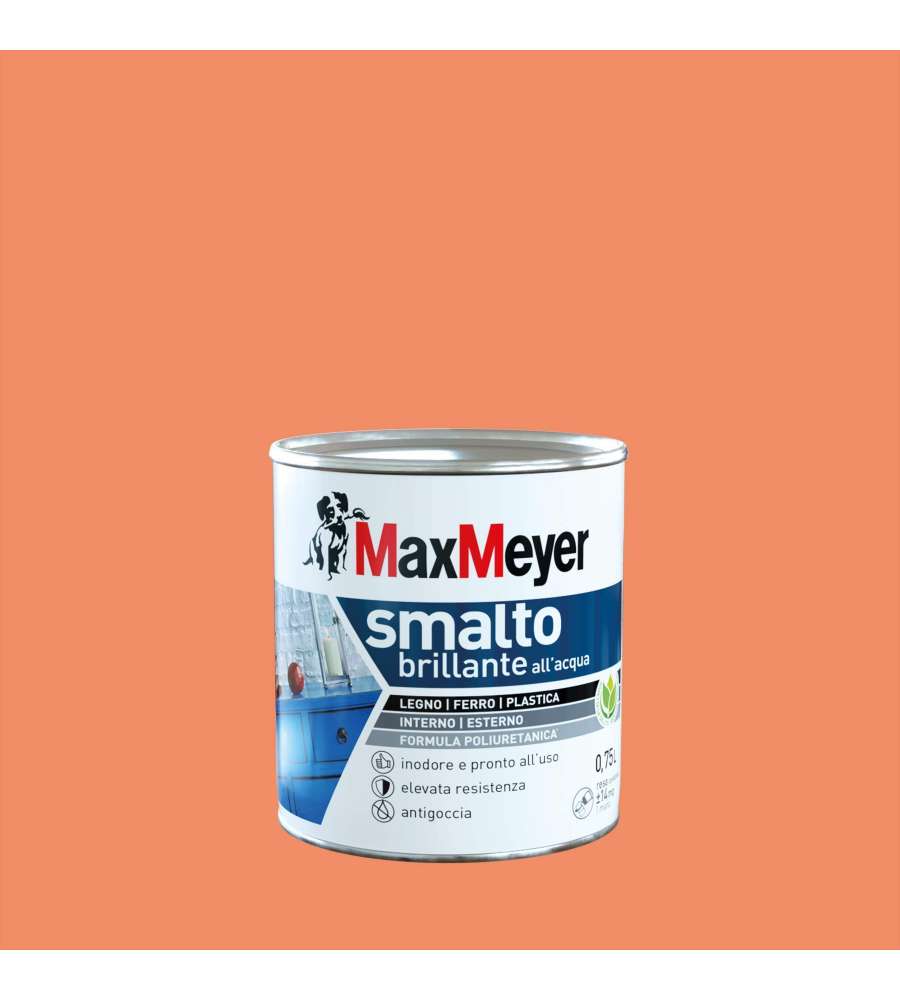 MaxMeyer Smalto Poliuretanico Brillante all'Acqua - Arancio Ace - 0,75 l